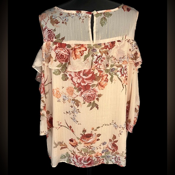 Roz & Ali Mock Wrap Tank Top 3X 3XL Keyhole Back Pink Peach Floral Feminine Plus - Picture 6 of 15
